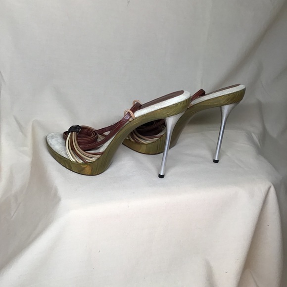 Gianni G metal stiletto wood sole heels size 9 - Picture 6 of 6